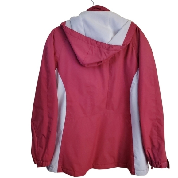 Free Country Pink White Detachable Hood Winter Ski Jacket Size L - Picture 2 of 8